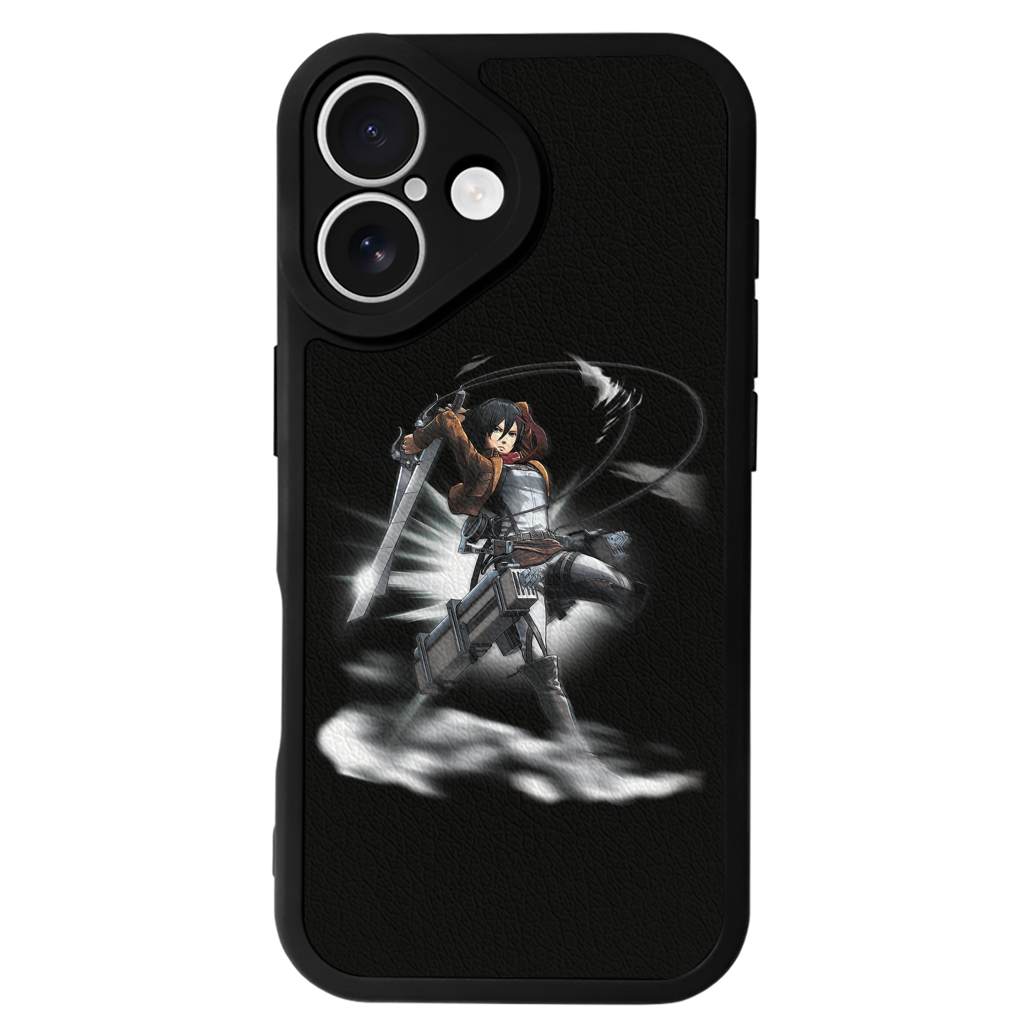 （画像用） 進撃の巨人 ミカサ·アッカーマン Attack on Titan Mikasa Ackerman 【iPhone 16シリーズ対応】シリコンスマホケース（レザー調） 材質：シリコン